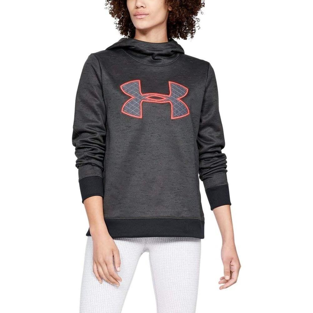 Under Armour ColdGear Fleece Hoodie Women XS Charcoal Big Logo Pullover New - Picture 12 of 13